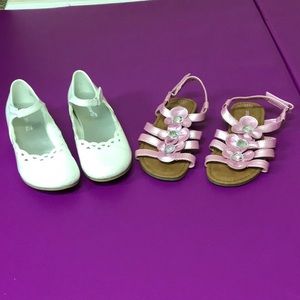 Open-Toe Flower Sandal+White Leather Dress Shoe